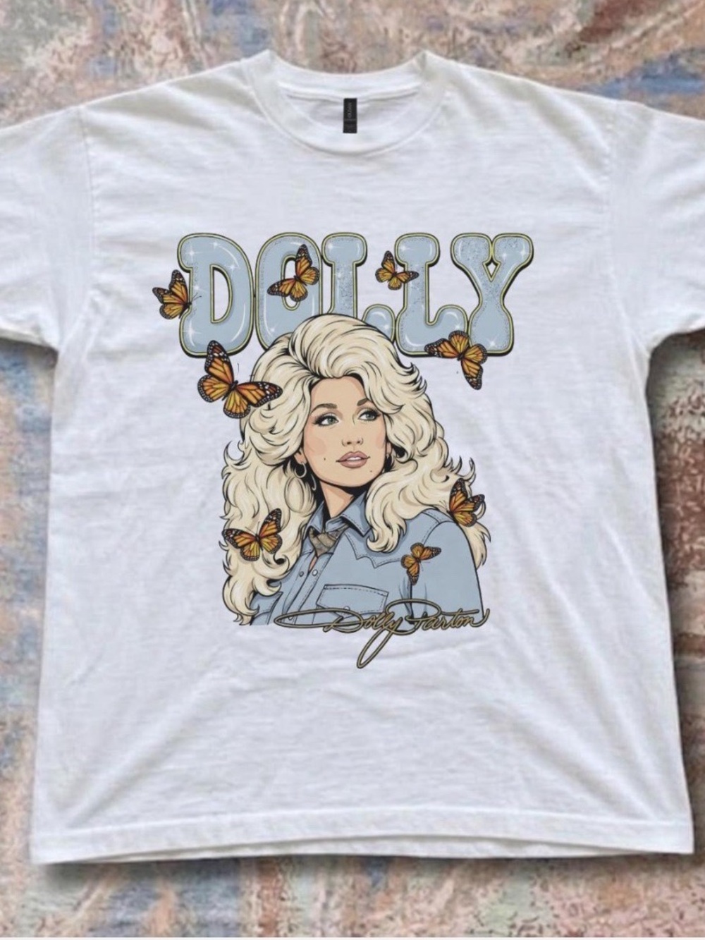 Dolly Parton Butterfly White Graphic Tee – Country Shirt
